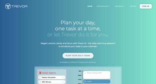 Home page for Trevor