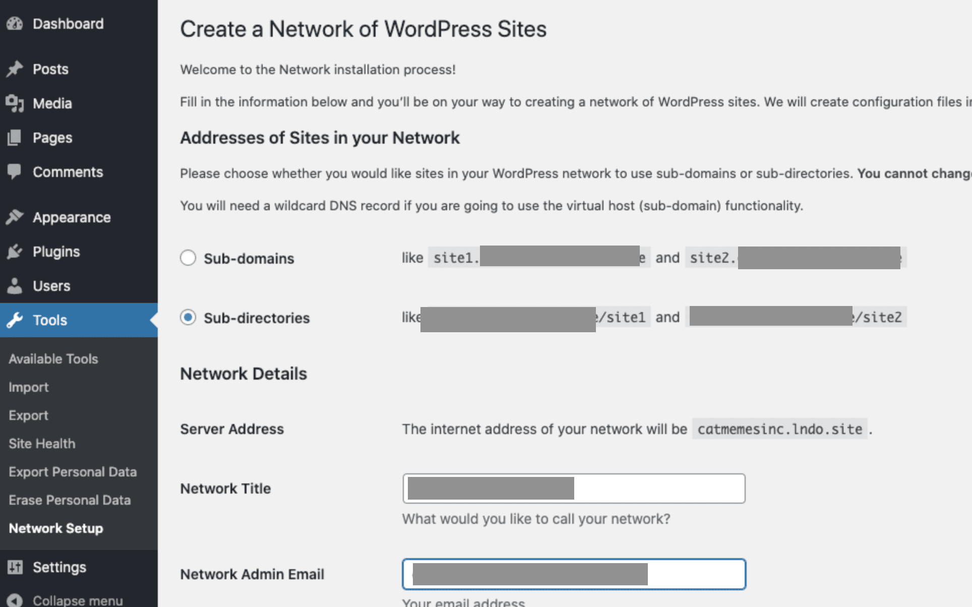 create-network multisite 
