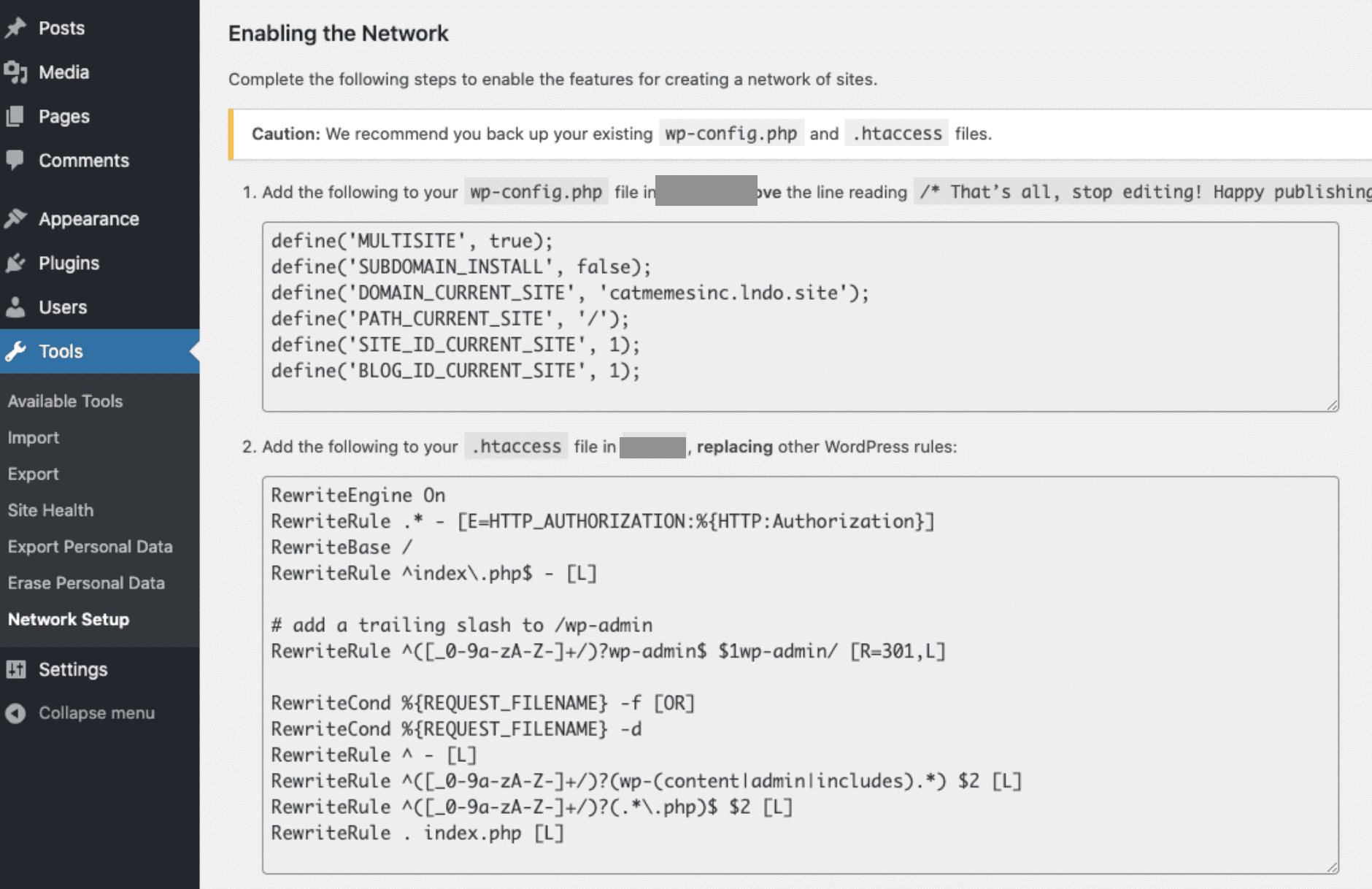 wp multisite enable-network