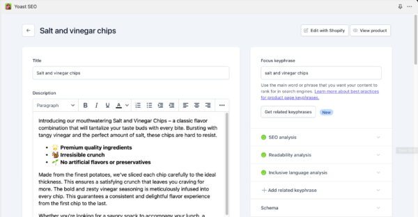 The Yoast SEO interface in Shopify