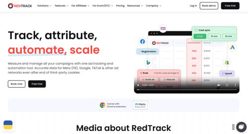 Home page of RedTrack