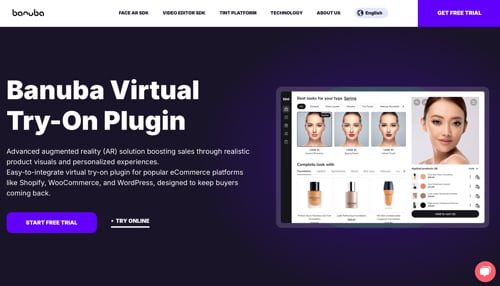 Web page for Banuba's virtual try-on plugin. 