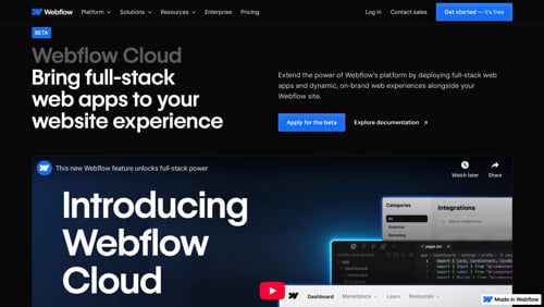 Web page for Webflow Cloud