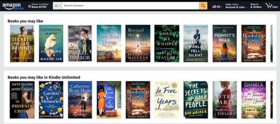 Screenshot of Amazon's home page