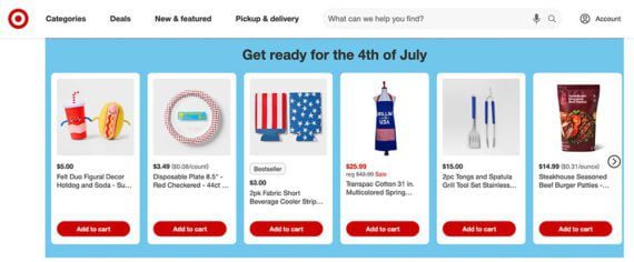Home page of Target