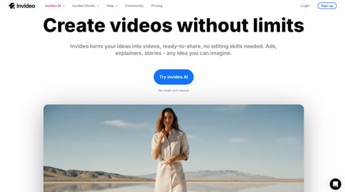 Home page of Invideo
