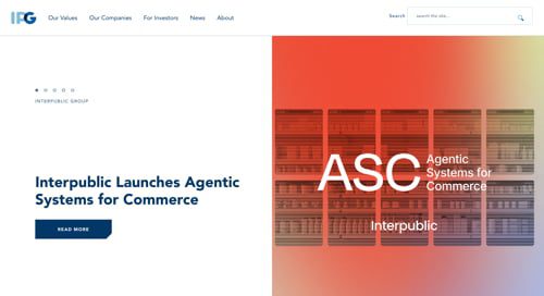 Web page from Interpublic announcing its agentic systems for commerce