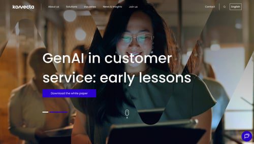Screenshot of Konecta's homepage.