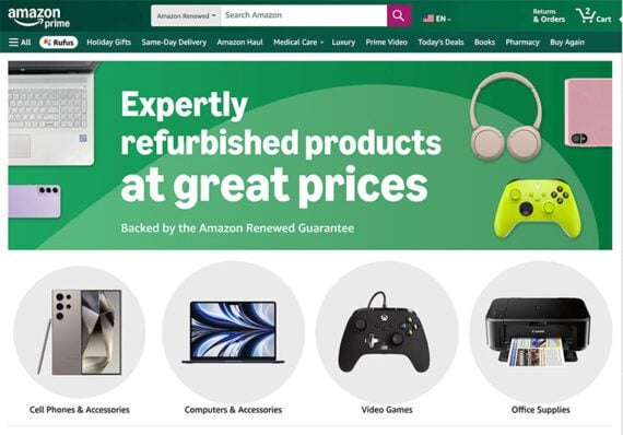 Screenshot of Amazon Renew web page