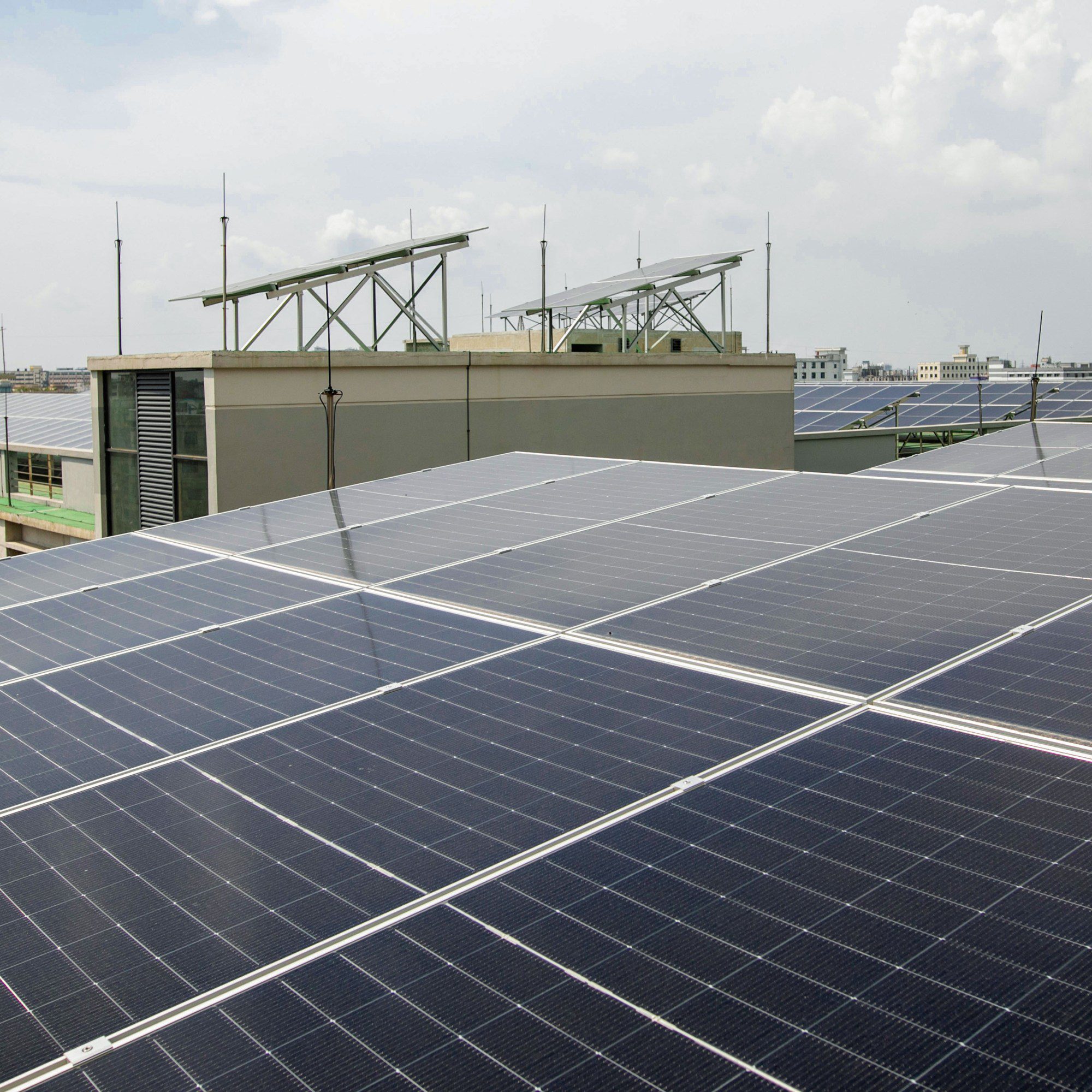 solar panels on a factory roof