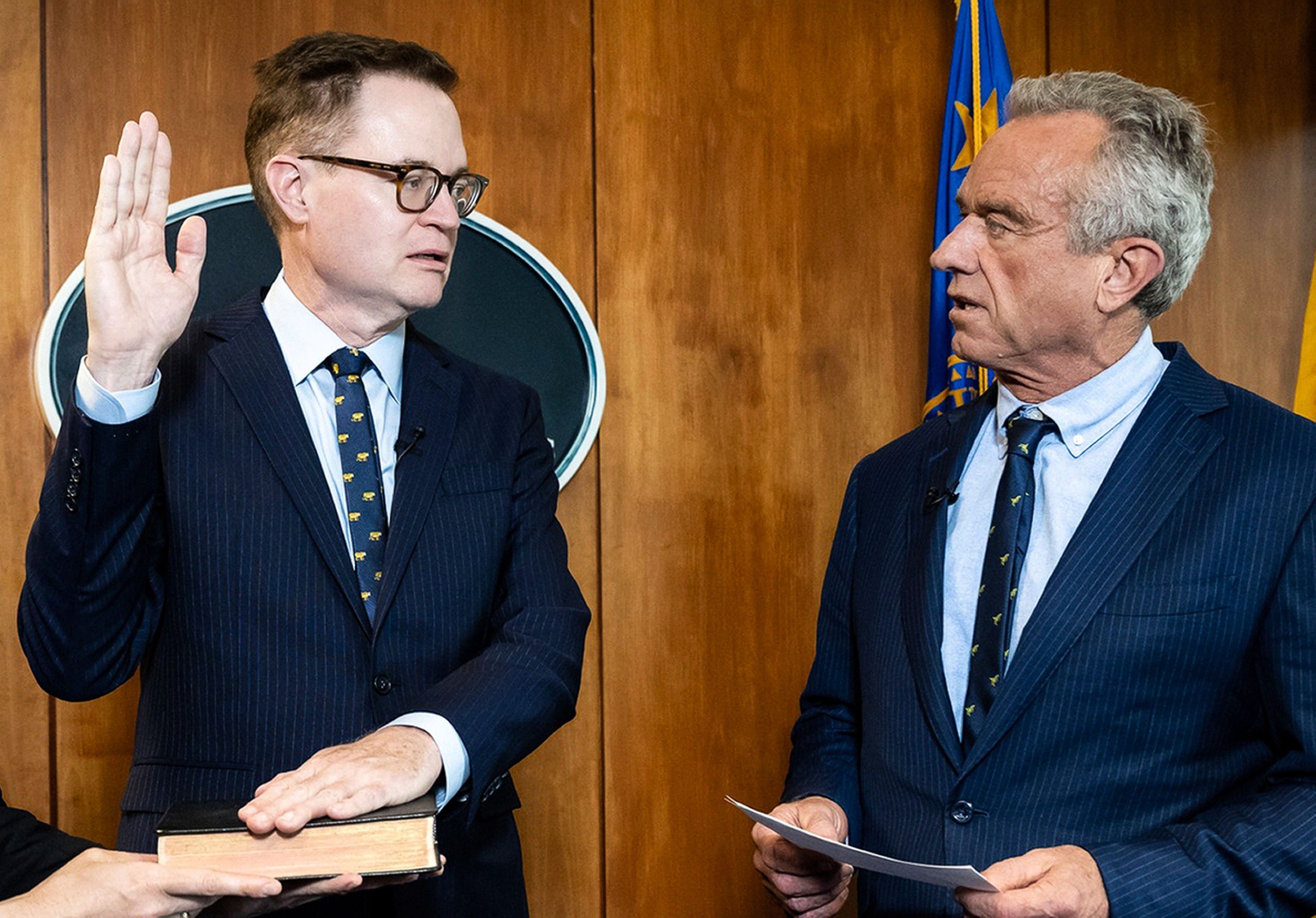 Jim O'Neill sworn in by Robert F Kennedy Jr as Deputy Secretary of the HHS