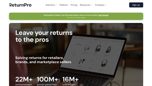 Home page of ReturnPro