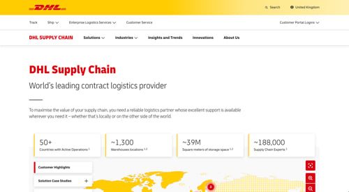Web page of DHL Supply Chain Web page of DHL Supply Chain