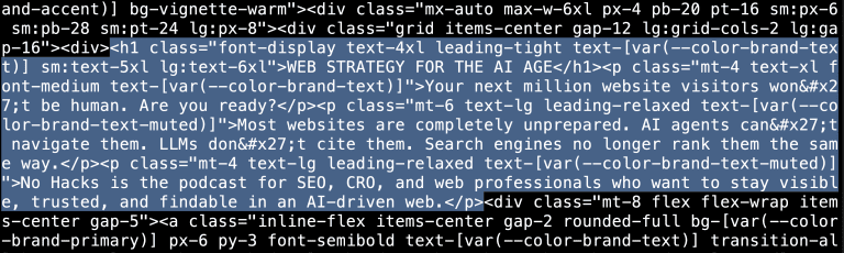 CURL fetch of No Hacks homepage