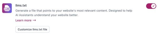 the llms.txt file in Yoast SEO helps AI crawlers find your content quicker
