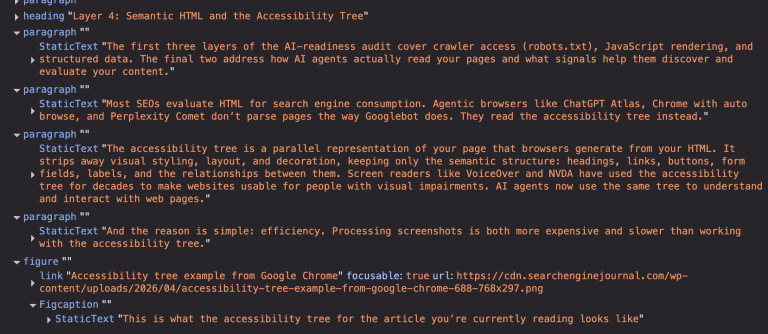 Accessibility tree shown in Google Chrome