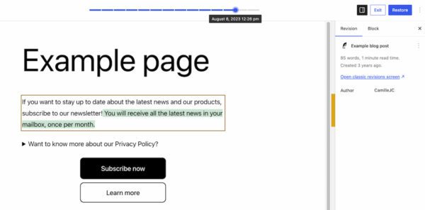 Visual revisions in WordPress 7.0