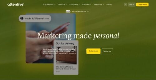 Home page of Attentive