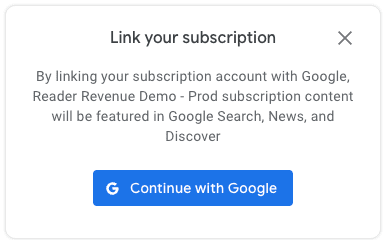 Subscription linking dialog box